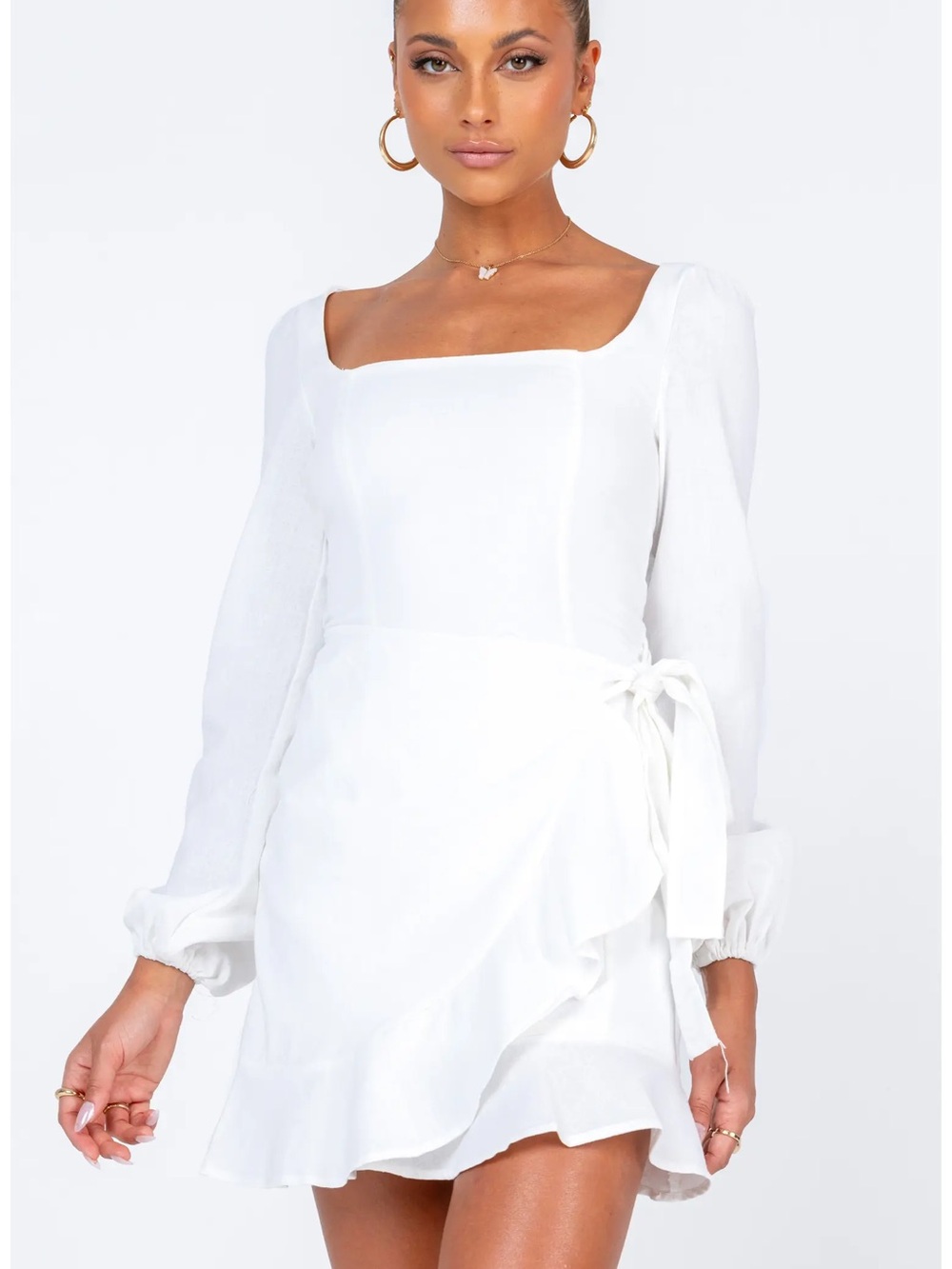 Princess Polly The Villa Long Sleeve Minidress White